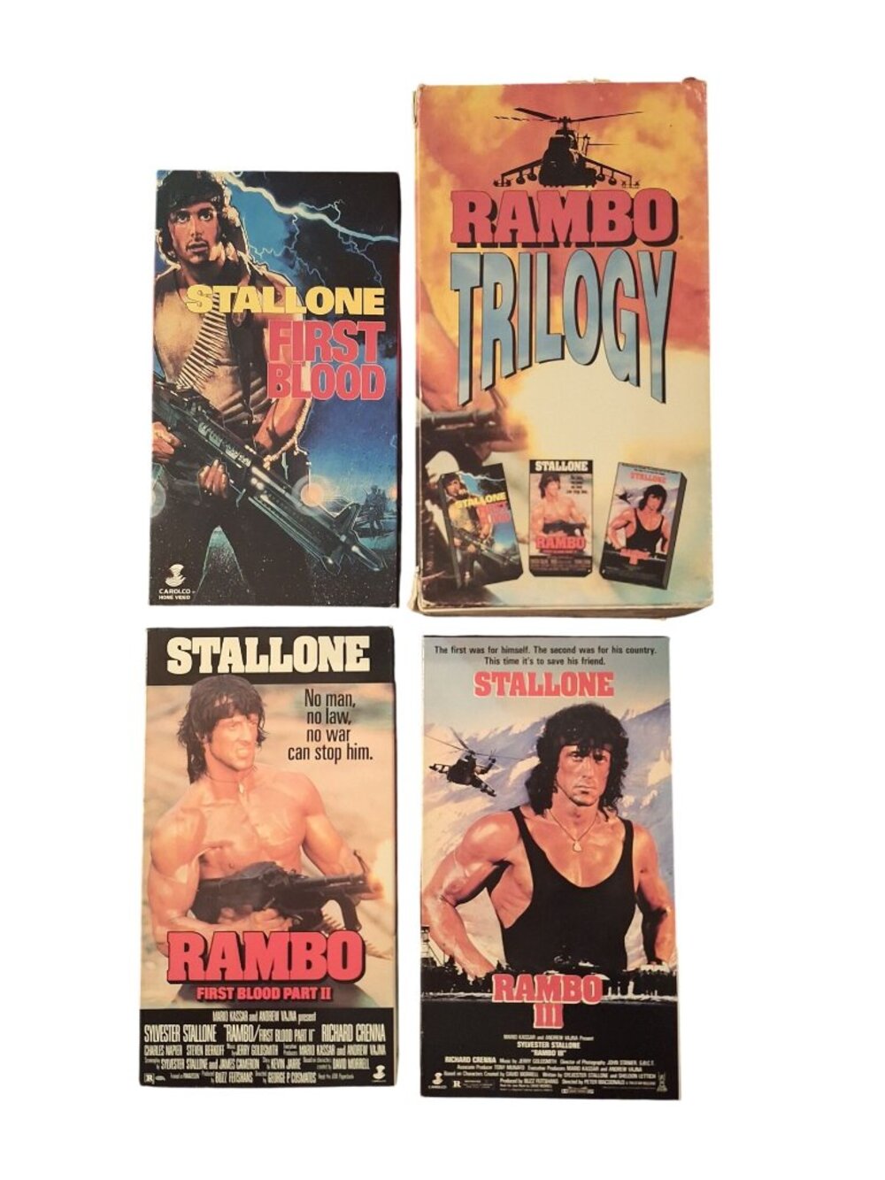 Rambo Trilogy VHS Box Set First Blood Part II III Stallone Action Films Lot 1990